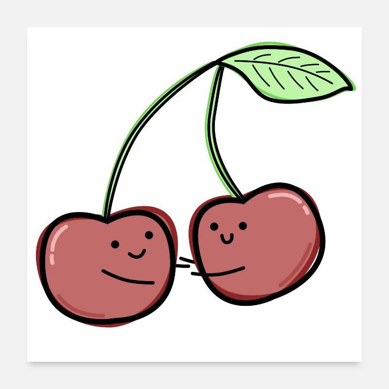 Cerises mignonnes Poster 60 x 60 cm