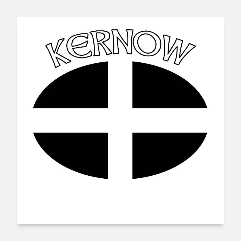 Drapeau de Kernow Cornish pour les amoureux de Cornwall Poster 60 x 60 cm