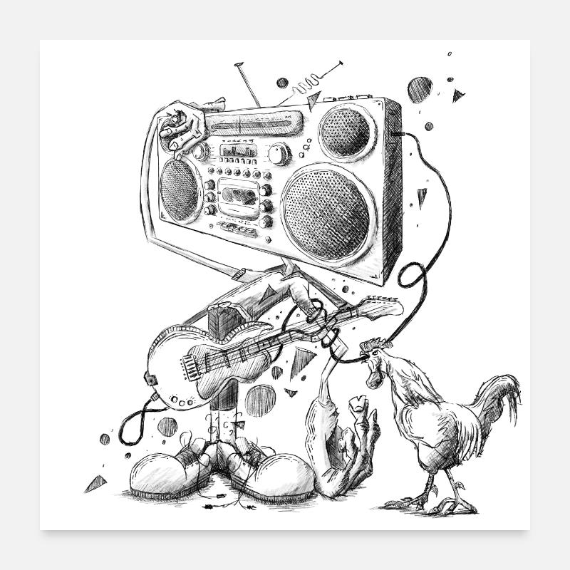 Ghettoblaster Rock Design Poster 60x60 cm