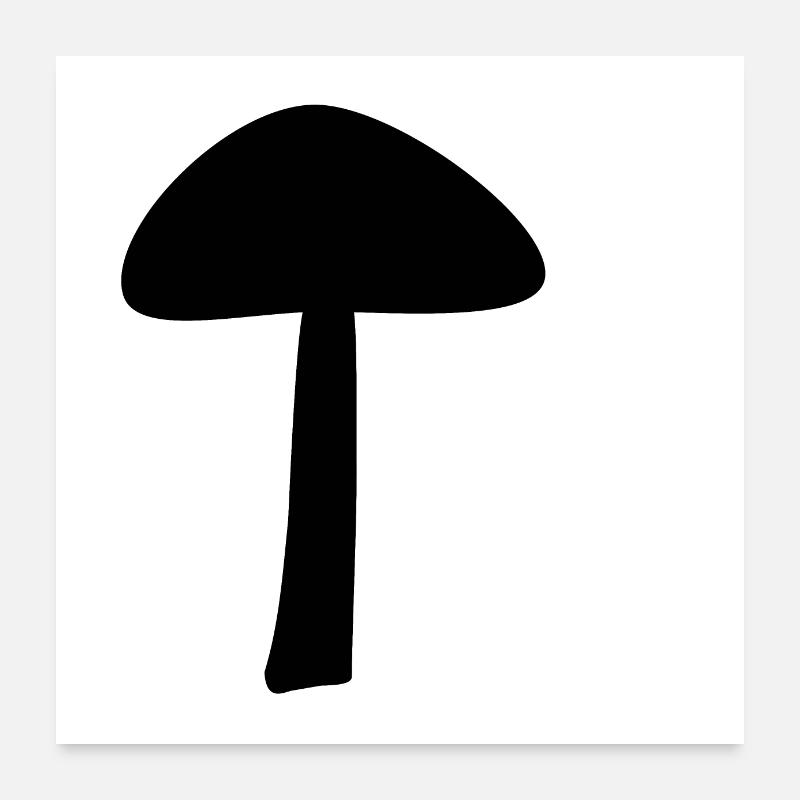 Conception graphique de motif champignon noir blanc nature Poster 60 x 60 cm