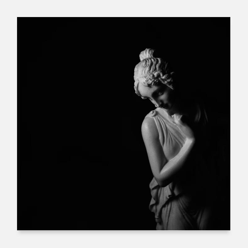 Sculpture antique figure black and white Poster 24" x 24" (60x60 cm)