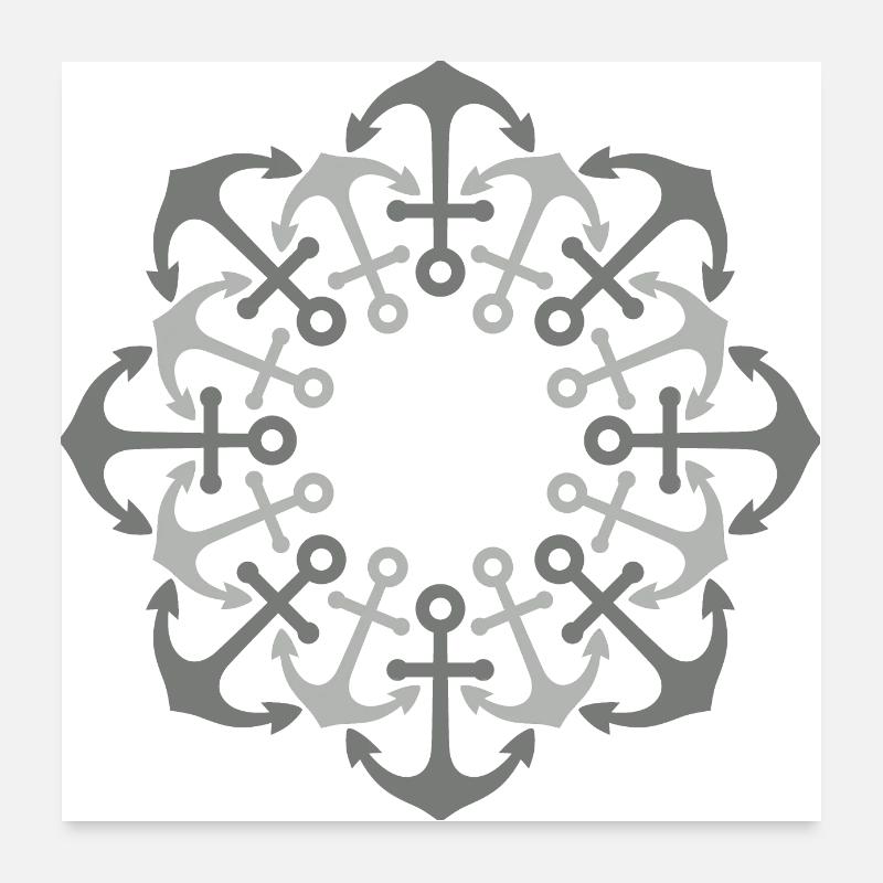 maritimes Anker Mandala Poster 60x60 cm