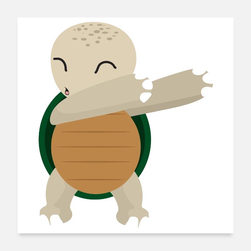 Dabbing Dabbing Sea Turtle - Gift Idea Poster 24" x 24" (60x60 cm)