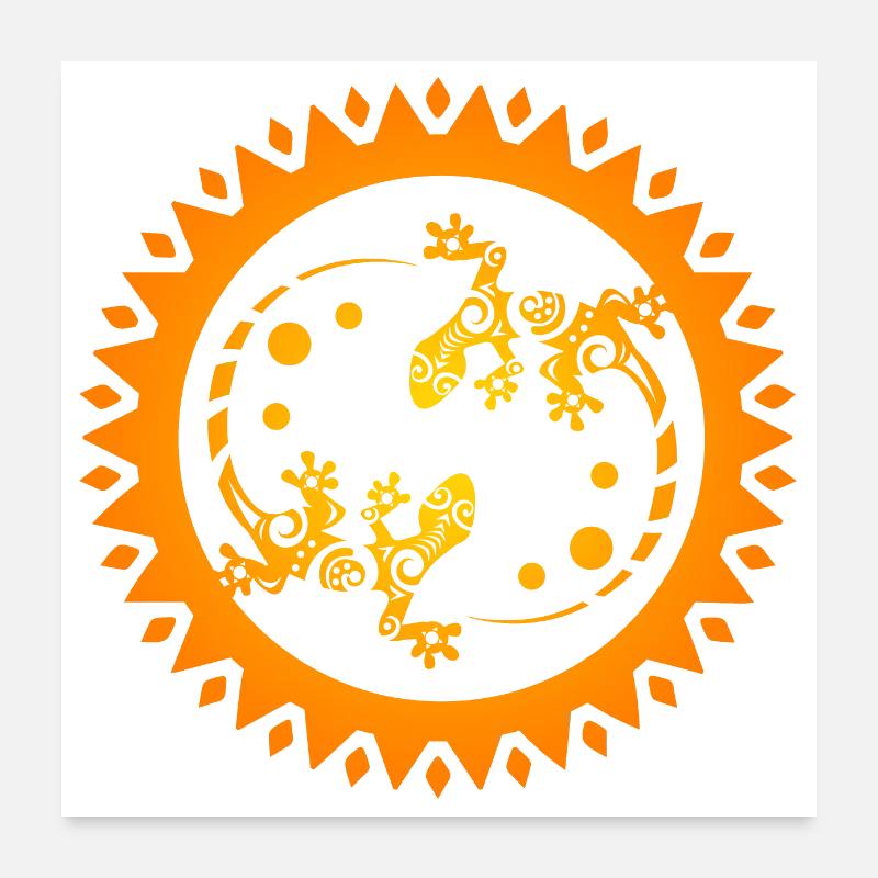 Maori Paar Eidechsen in Sonnenschwarz Geschenkidee Poster 60x60 cm