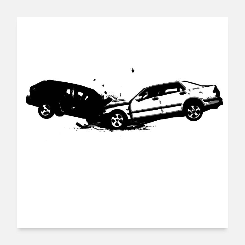 ACCIDENT DE VOITURE - Poster 60 x 60 cm - blanc