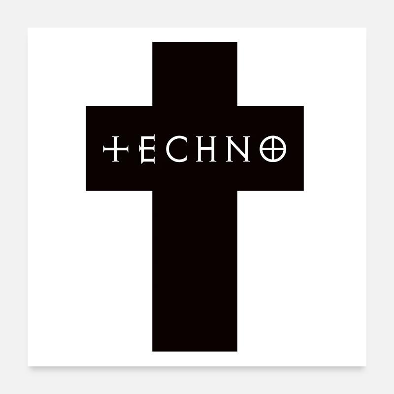 Techno cross religion Poster 24" x 24" (60x60 cm)