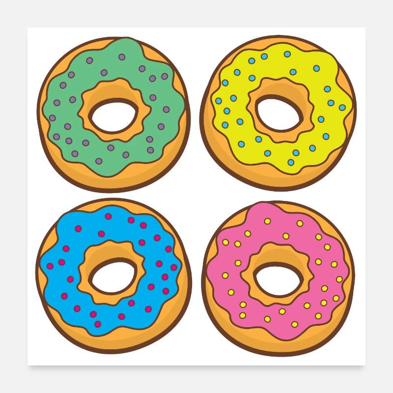 Vier Donuts Donuts - Poster 60x60 cm - Weiß