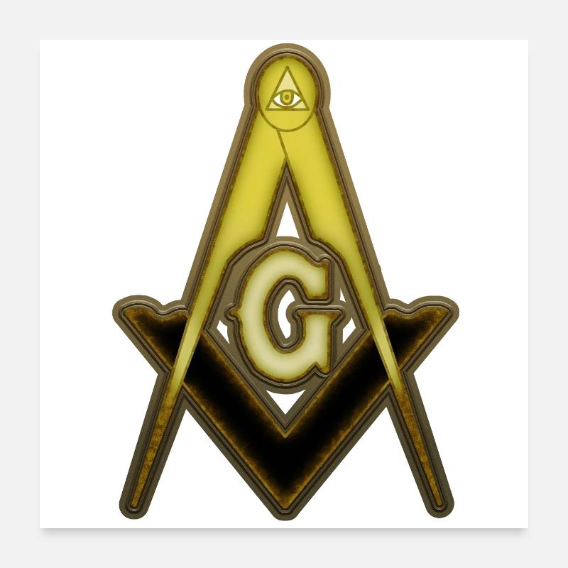 Freemason Compass Gold Rust Poster 24" x 24" (60x60 cm)