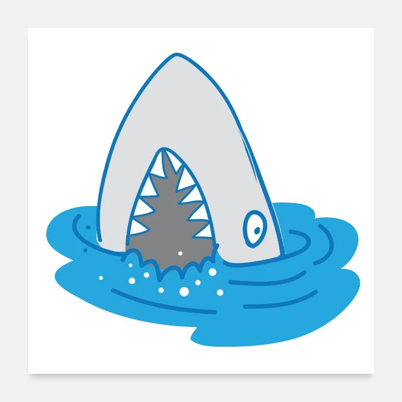 requin à bouche ouverte Poster 60 x 60 cm