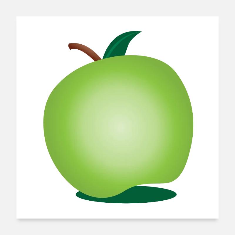 green apple tilted with a shadow Poster 24" x 24" (60x60 cm)