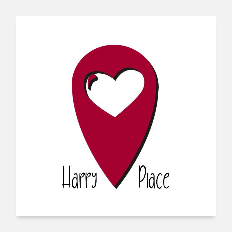 Localisation Herz « Happy Place » Poster 60 x 60 cm