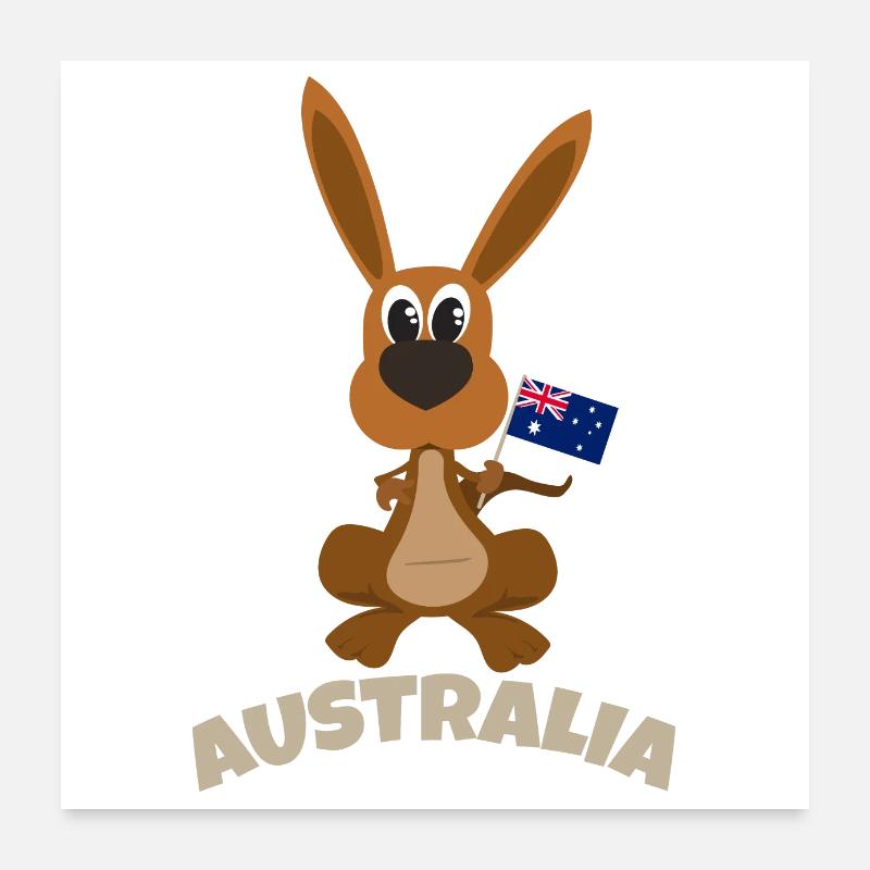 Australien Känguru Flagge Australiens Geschenkidee Poster 60x60 cm