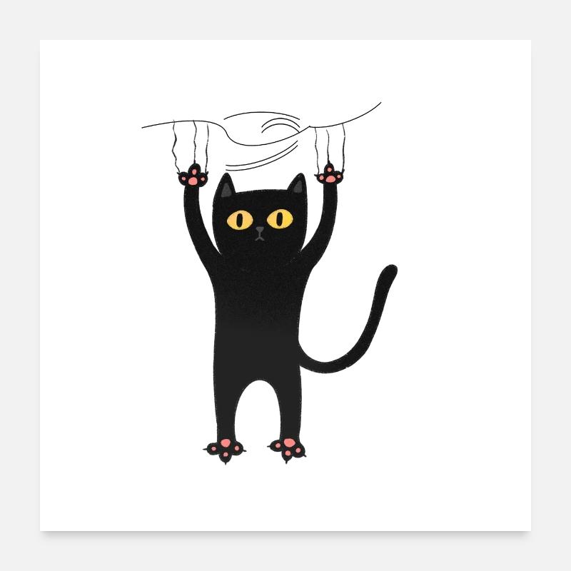 cat never falls, do not give up hands, Poster 24" x 24" (60x60 cm)