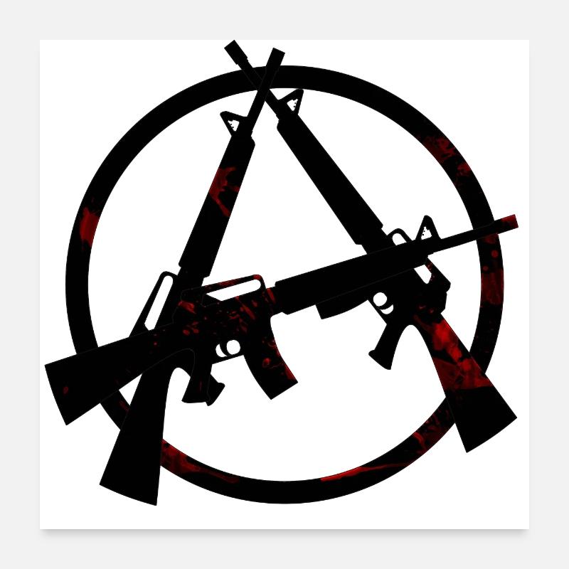 machine gun anarchy, anarchy, anarchist Poster 24" x 24" (60x60 cm)