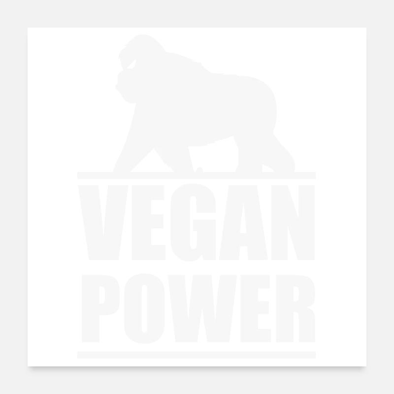 Vegan Power Gorilla Plant Based Gift Idea - Poster 24" x 24" (60x60 cm) - white