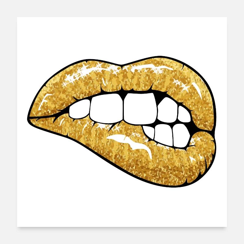 Lèvres dorées Poster 60 x 60 cm