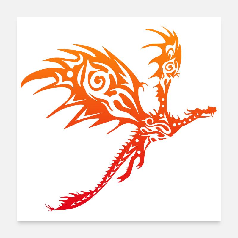 Idée de cadeau drôle d'animaux de dragon rouge Poster 60 x 60 cm