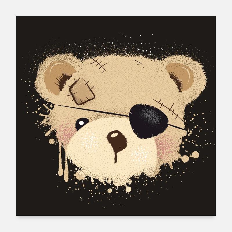 cute pirate teddy graffiti with eye patch Poster 24" x 24" (60x60 cm)