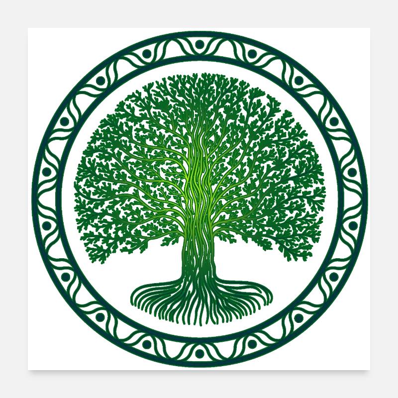 Yggdrasil - Arbre de vie - Poster 60 x 60 cm - blanc