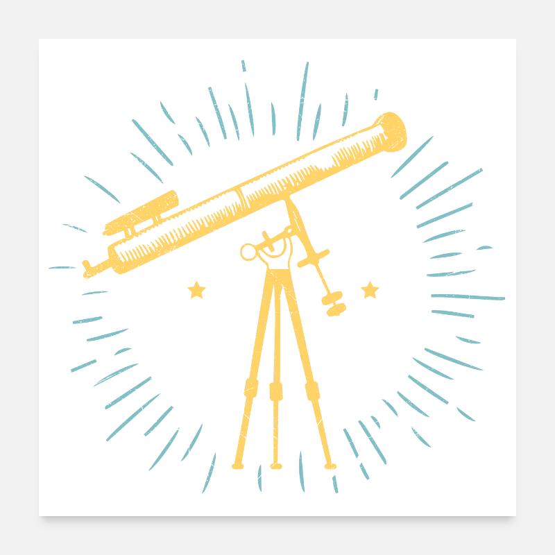 Teleskop Retro Astronomie Geschenkidee Poster 60x60 cm