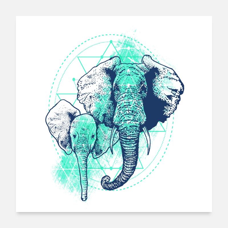 elephants Poster 24" x 24" (60x60 cm)