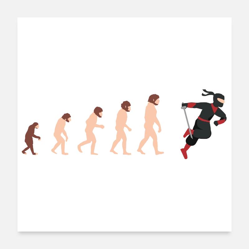 Idée de cadeau drôle de fan d'évolution humaine Ninja Poster 60 x 60 cm