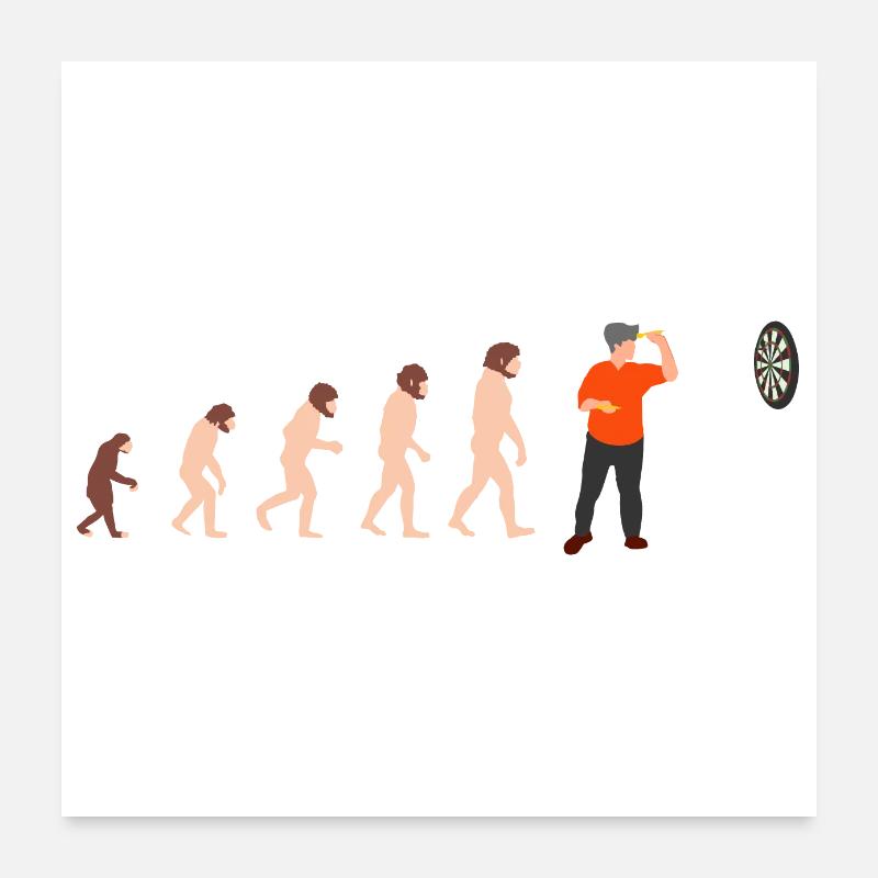 Human Evolution Dartspieler Lustige Geschenkidee Poster 60x60 cm
