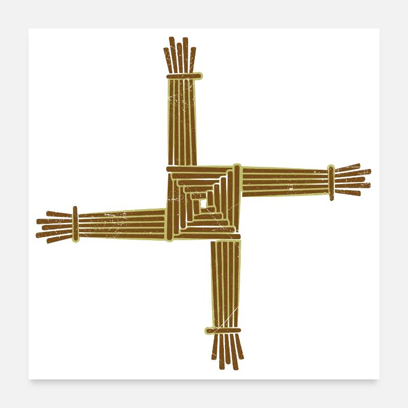 Idée de cadeau de symboles celtiques de St. Brigid Cross Poster 60 x 60 cm