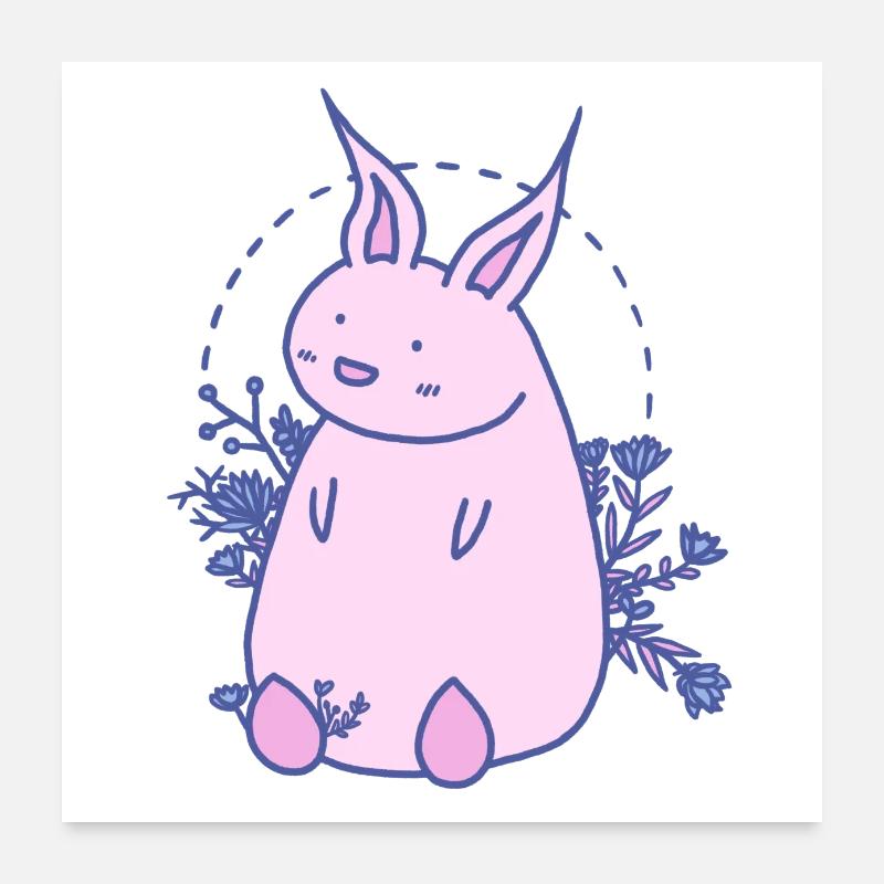 Süßer Blumen Hase Ostern Poster 60x60 cm