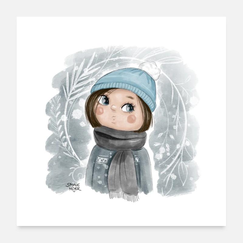Poster Wintermmädchen Quadratisch Poster 60x60 cm