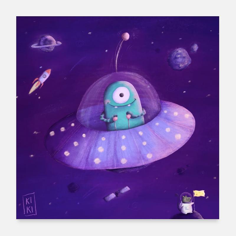 Alien in the spaceship Poster 24" x 24" (60x60 cm)