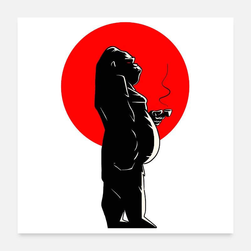 Kaffeezeit & Gorilla Poster 60x60 cm