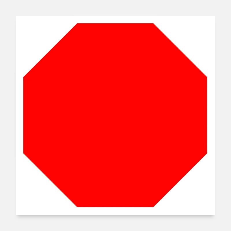 Stopschild Vorlage + DEIN TEXT - Poster 60x60 cm - Weiß