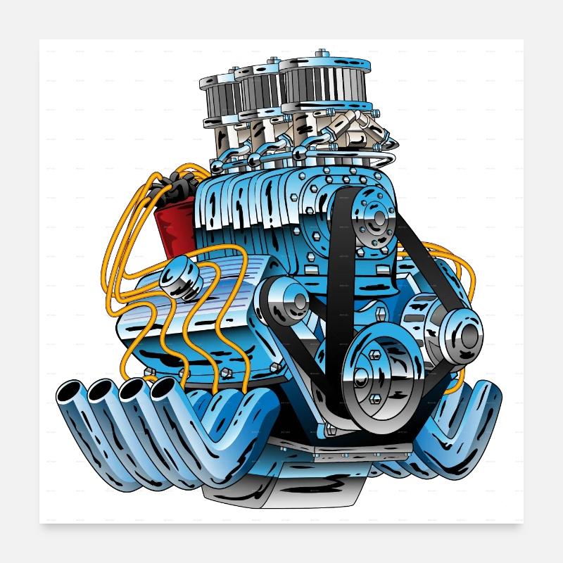 Motor - Poster 60x60 cm - Weiß