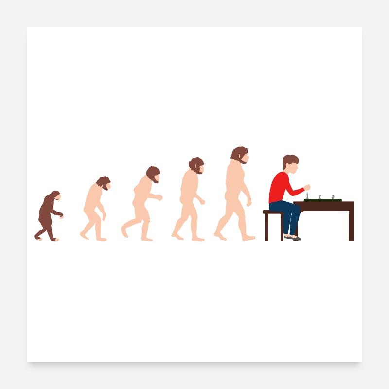 Joueur d'échecs Evolution Idée cadeau drôle Poster 60 x 60 cm