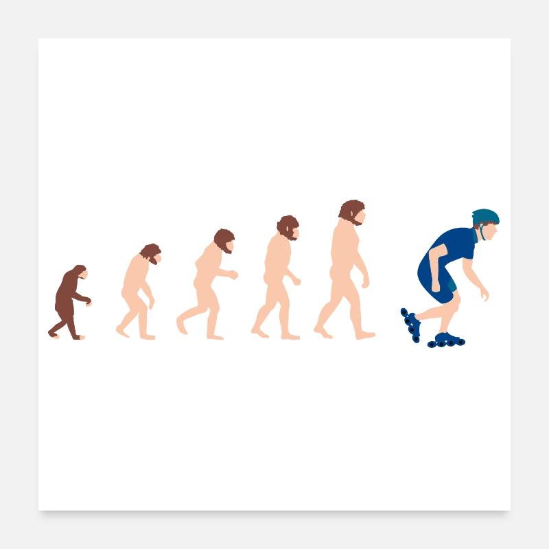 Evolution Inline Skates Idée cadeau drôle Poster 60 x 60 cm