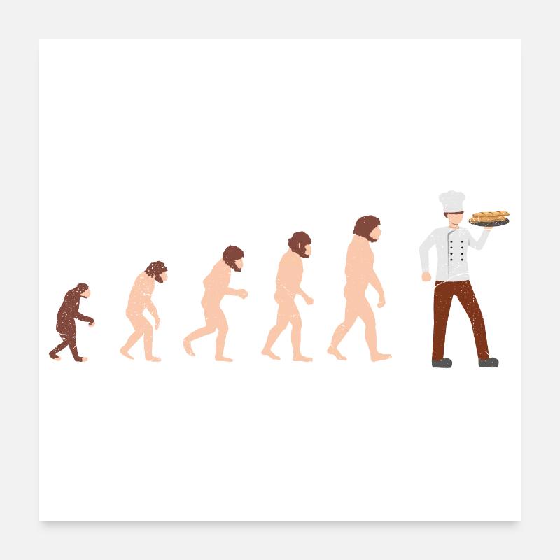 Evolution Chef Cook Idée cadeau drôle Poster 60 x 60 cm