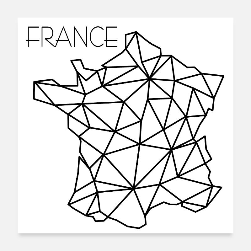 Frankreich - Poster 60x60 cm - Weiß