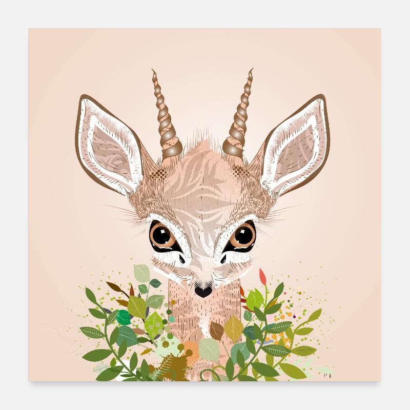 Dwarf antelope Dikdik with big eyes Poster 24" x 24" (60x60 cm)