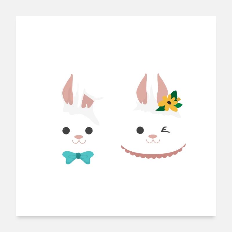 Lapin Mme Hare et M. Hare idée cadeau Poster 60 x 60 cm