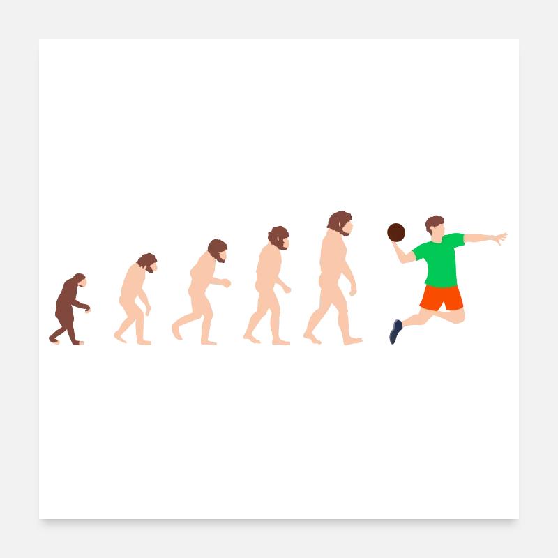 Evolution Handball Player Lustige Geschenkidee Poster 60x60 cm