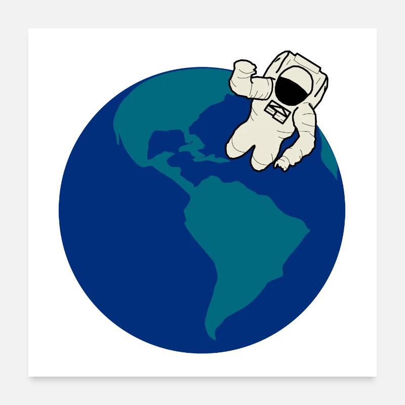 Astronaute, voyage dans l'espace, terre, astronaute, espace Poster 60 x 60 cm