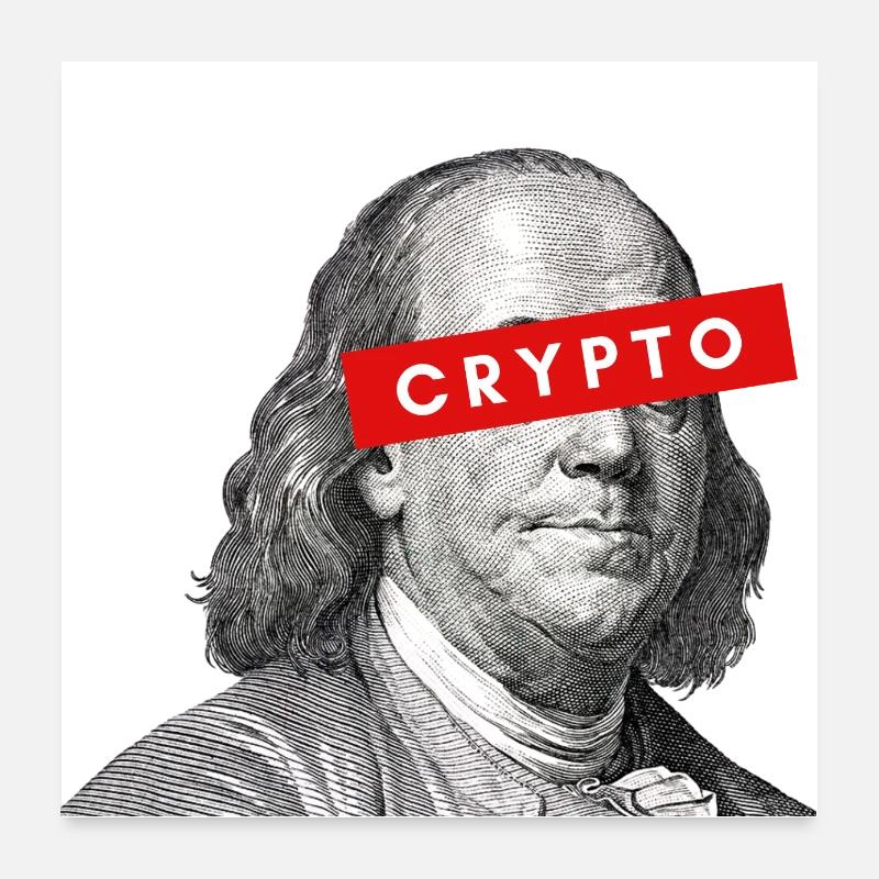 Crypto Benjamin Franklin cryptocurrency Blockchain Poster 60 x 60 cm
