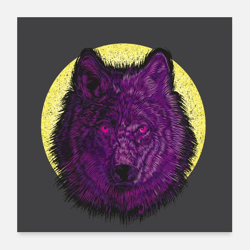 Wolfsplakat - Poster 60x60 cm - Weiß