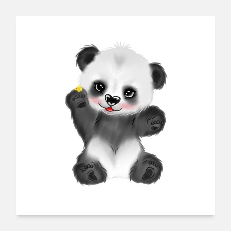 Baby Panda - Poster 60x60 cm - Weiß