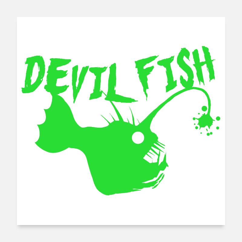 Poisson poisson diable Idée cadeau drôle Poster 60 x 60 cm