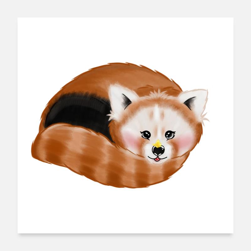 Baby Roter Panda - Poster 60x60 cm - Weiß