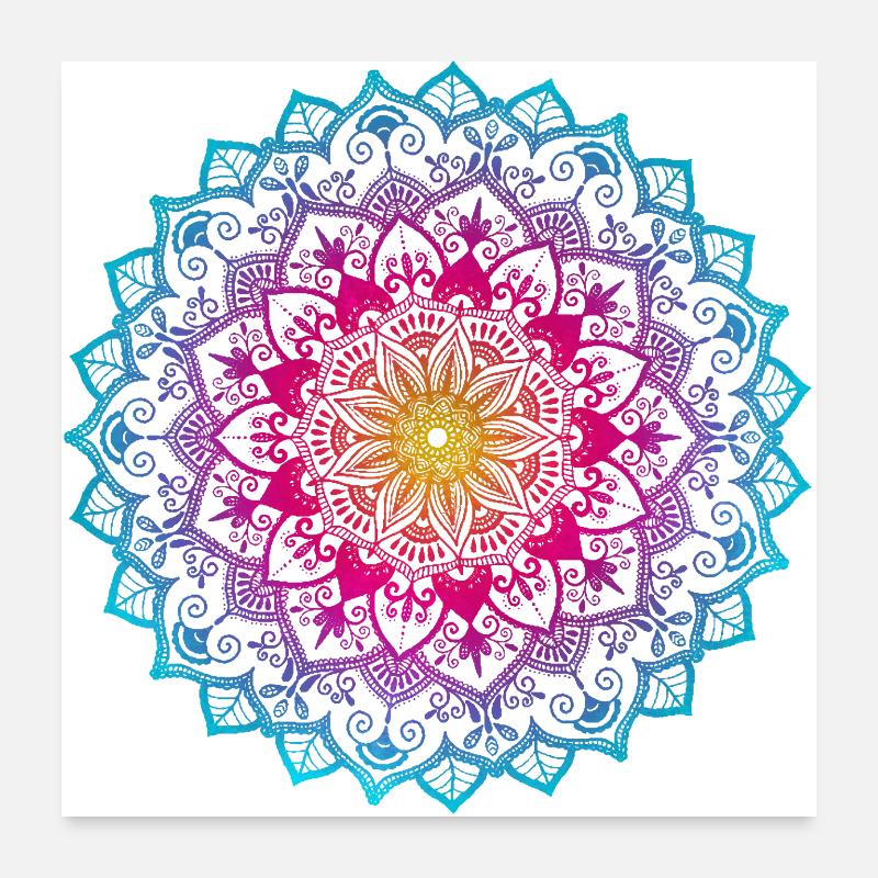 Mandala - Poster 60x60 cm - Weiß