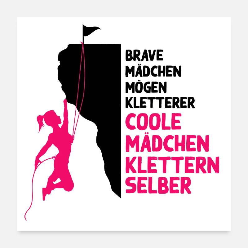 coole Mädchen klettern Kletterer Geschenk Frau - Poster 60x60 cm - Weiß