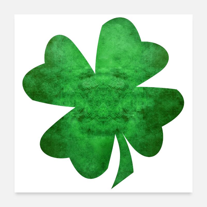 Trèfle à quatre feuilles vert Poster 60 x 60 cm